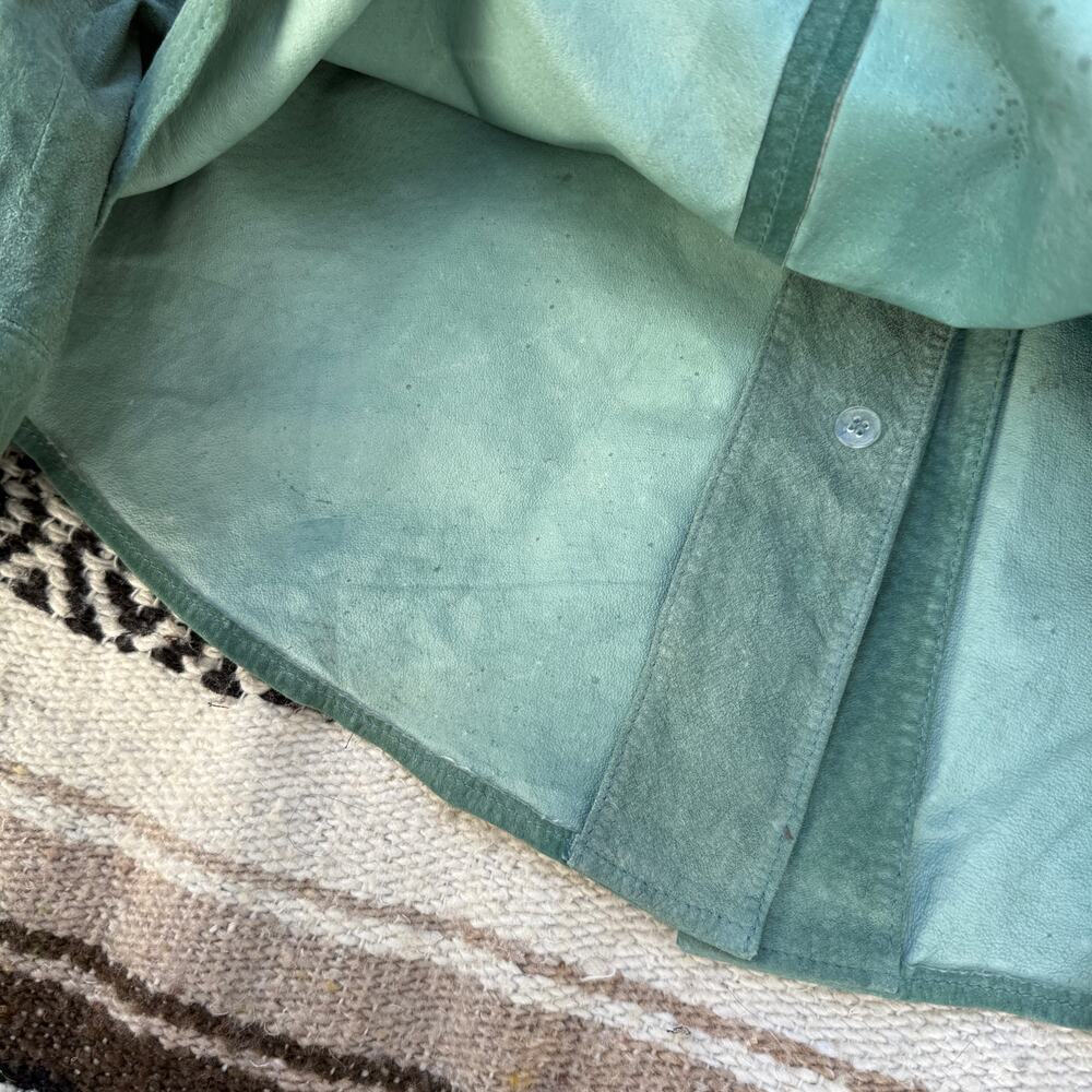 Women's Pendleton Mint Green Leather Suede Button… - image 6